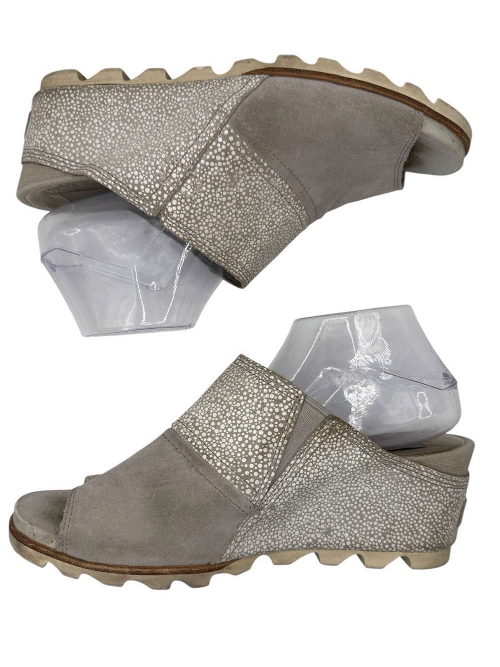 Sorel Women's Gray Suede Open-Toe Slide Wedge Heel Mules - Size 11
